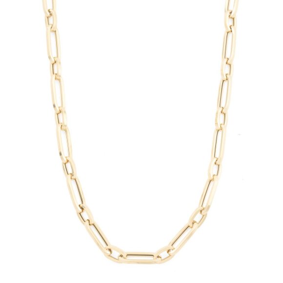 MIA FIORE Made In Italy 14kt Gold Graduated Paperclip Chain Necklace - Gold - Picture 1 of 2